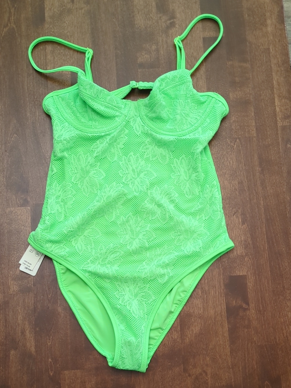 aerie Neon Green Lace One-Piece Swimsuit